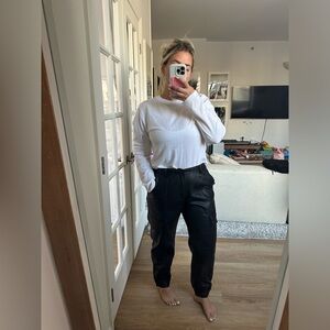 Zara faux leather high waisted cargo paint - mint condition